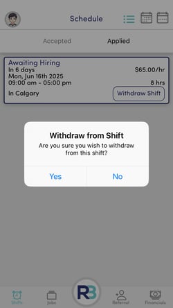 RB Mobile App - End User - Withdraw Shift 3