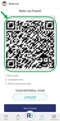 RB Mobile App - Referral Page - QR code