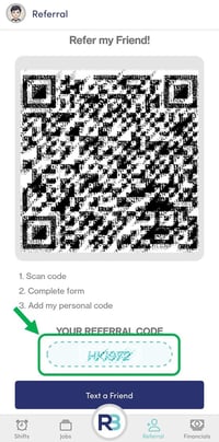 RB Mobile App - Referral Page - Referral Code