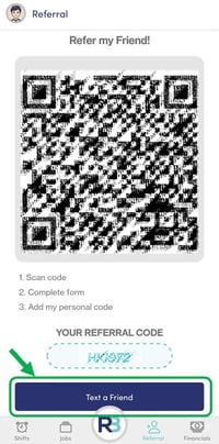 RB Mobile App - Referral Page - Text a Friend