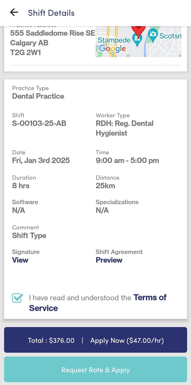 RB Mobile App - Shift View (Request Offer)