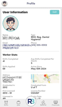 RB Mobile App - User Stats Profile Page