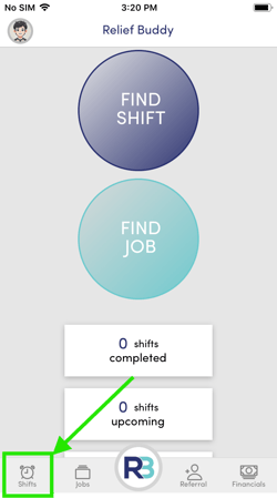 RB Mobile App End User - Home Screen - Shifts