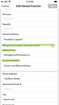 RB Mobile App Owner - Set Billing Address