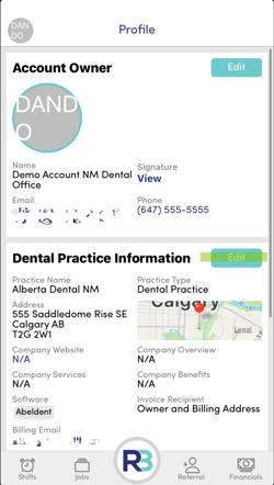 RB Owner Home Page - Profile - Edit Practice Info